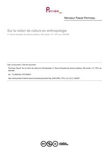 Sur la notion de culture en anthropologie - article ; n°5 ; vol.25, pg 946-968