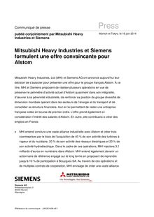 Alstom - offre de Mitsubishi et Siemens