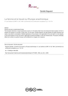La femme et le travail ou l Europe anachronique - article ; n°1 ; vol.48, pg 115-119