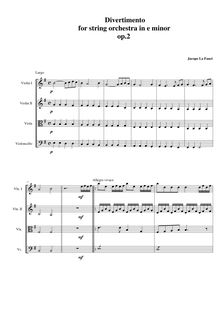 Partition complète, Reminiscences, Divertimento pour corde orchestre op.2