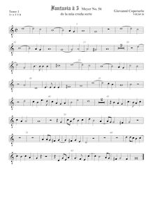 Partition ténor viole de gambe 2, octave aigu clef, Fantasia pour 5 violes de gambe, RC 49