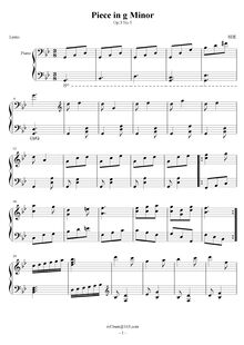 Partition No.5 en G minor, Piano pièces, Op.3, Hu, Ni