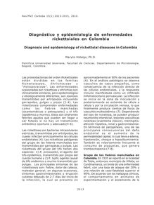 Diagnóstico y epidemiología de enfermedades rickettsiales en Colombia (Diagnosis and epidemiology of rickettsial diseases in Colombia)