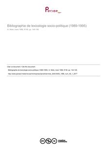 Bibliographie de lexicologie socio-politique (1989-1995)  ; n°1 ; vol.46, pg 144-146