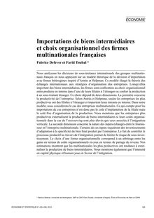 Importations de biens intermédiaires et choix organisationnel des firmes multinationales françaises