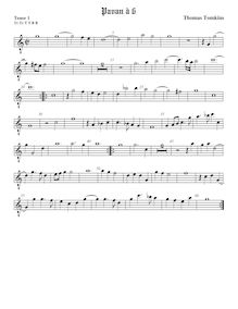 Partition ténor viole de gambe 1, octave aigu clef, Pavan et Galliard pour 6 violes de gambe par Thomas Tomkins