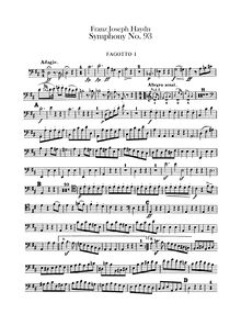 Partition basson 1, 2, Symphony No.93 en D major, Sinfonia No.93