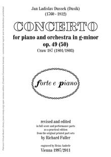 Partition complète, Piano Concerto Op.49 (Craw 187), Piano Concerto in G minor, Op.49 (Craw 187)