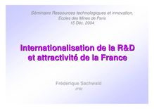 Internationalisation de la R&D et attractivité de la France