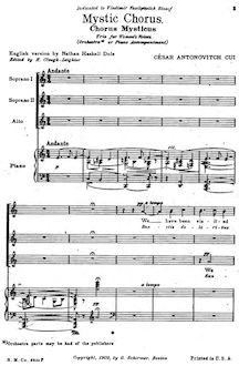 Partition anglais/Latin piano-vocal score, chœur mysticus, ??????????? ??? ; Chorus mysticus ; Mystical Chorus ; Mystic Chorus