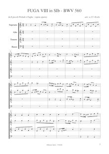Partition complète, Prelude et Fugue en B-flat major, Krebs, Johann Ludwig