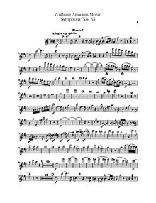 Partition flûte 1, 2, Symphony No.35, Haffner Symphony, D major