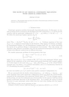 THE BLOW UP OF CRITICAL ANISTROPIC EQUATIONS WITH CRITICAL DIRECTIONS