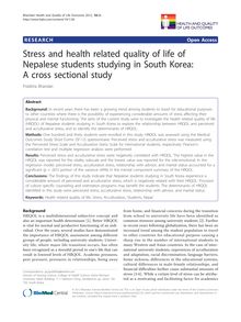 Stress and health related quality of life of Nepalese students studying in South Korea: A cross sectional study