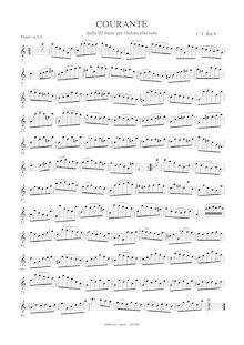 Partition aigu enregistrement , violoncelle  No.3, C major, Bach, Johann Sebastian