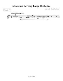 Partition cor 1 (en F), Miniature pour Very grand orchestre, Matthews, John-Luke Mark