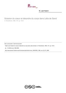 Scission du coeur et désordre du corps dans Lélia de Sand - article ; n°91 ; vol.26, pg 19-34