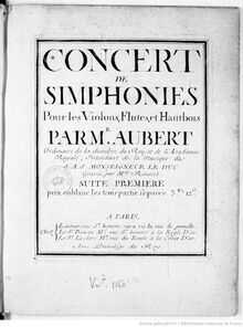 Partition Basse, Concert de simphonies pour les violons, flûtes et hautbois