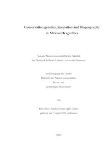 Conservation genetics, speciation and biogeography in African dragonflies [Elektronische Ressource] / von Sandra Damm (geb. Giere)