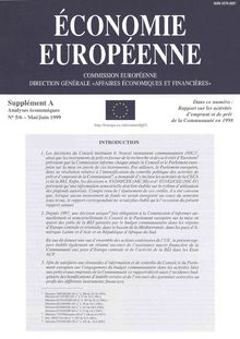 ÉCONOMIE EUROPÉENNE. Supplément A Analyses économiques N° 5/6 - Mai/Juin 1999