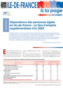 Dépendance des personnes âgées en Ile-de-France : un tiers d emplois supplémentaires d ici 2020