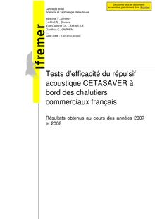 Tests d’efficacité du répulsif acoustique CETASAVER à bord des  chalutiers commerciaux français