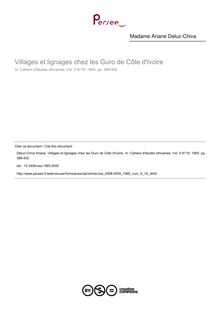 Villages et lignages chez les Guro de Côte d Ivoire - article ; n°19 ; vol.5, pg 388-452