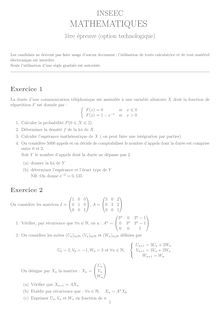 INSEEC 2000 mathematiques classe prepa hec (ect)