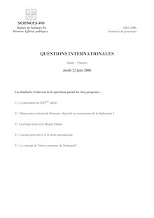 Questions internationales 2006 Master Affaires Publiques IEP Paris - Sciences Po Paris