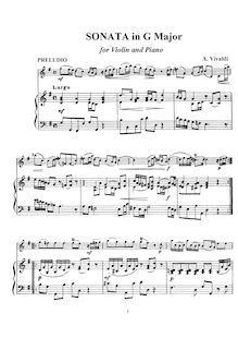 Partition complète et , partie, violon Sonata en G Major, RV 23