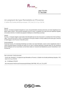 Un poignard de type Remedello en Provence - article ; n°6 ; vol.72, pg 184-190