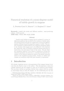 Numerical resolution of a mono disperse model of bubble growth in magmas
