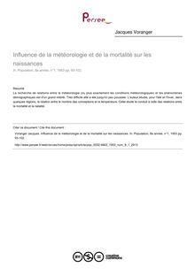 Influence de la météorologie et de la mortalité sur les naissances - article ; n°1 ; vol.8, pg 93-102