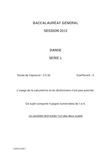 Sujet du bac serie L 2012: Danse