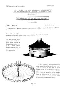 Géométrie descriptive 2004 BTS Constructions métalliques
