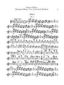 Partition flûte 1, 2, Piccolo, 21 Hungarian Dances (orchestre), Brahms, Johannes par Johannes Brahms
