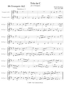 Partition trompettes 1/2 (B♭), trompette Trio en C major, C major