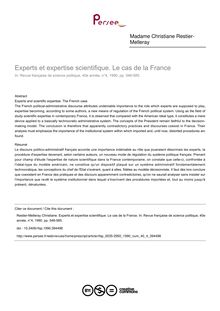 Experts et expertise scientifique. Le cas de la France - article ; n°4 ; vol.40, pg 546-585