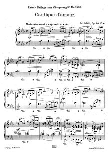 Partition , Cantique d amour, Miniatures pour piano, Schütt, Eduard par Eduard Schütt