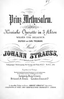 Partition complète, Prinz Methusalem, Komische Operette in drei Akten
