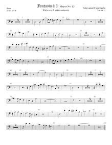 Partition viole de basse, Fantasia pour 5 violes de gambe, RC 40