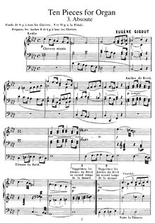 Partition , Absoute, 10 pièces pour orgue, Gigout, Eugène