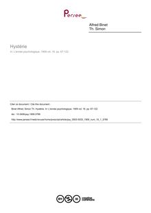 Hystérie - article ; n°1 ; vol.16, pg 67-122
