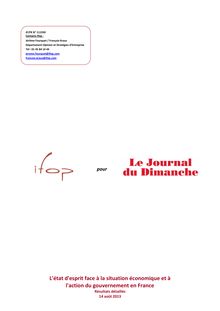 IFOP : L état d esprit face à la situation économique et à l action du gouvernement en France