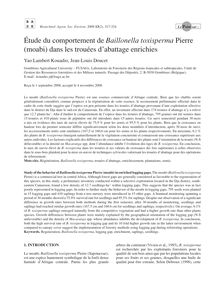 Etude du comportement de Baillonella toxisperma Pierre (moabi) dans les trouées d abattage enrichies