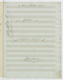 Partition violon 2, 3 corde quintettes, G.352-354 (Op.43), Boccherini, Luigi par Luigi Boccherini