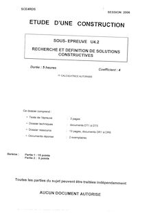 Recherche et définition de solutions constructives 2006 BTS Systèmes constructifs bois et habitat