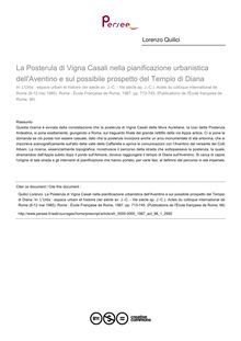 La Posterula di Vigna Casali nella pianificazione urbanistica dell Aventino e sul possibile prospetto del Tempio di Diana - article ; n°1 ; vol.98, pg 713-745