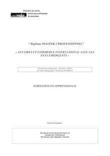  Diplôme MASTER 2 PROFESSIONNEL « AFFAIRES ET COMMERCE ...