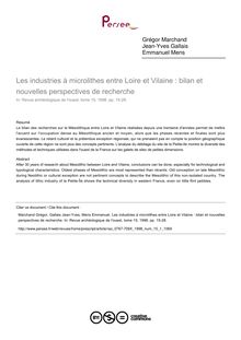 Les industries à microlithes entre Loire et Vilaine : bilan et nouvelles perspectives de recherche - article ; n°1 ; vol.15, pg 15-28